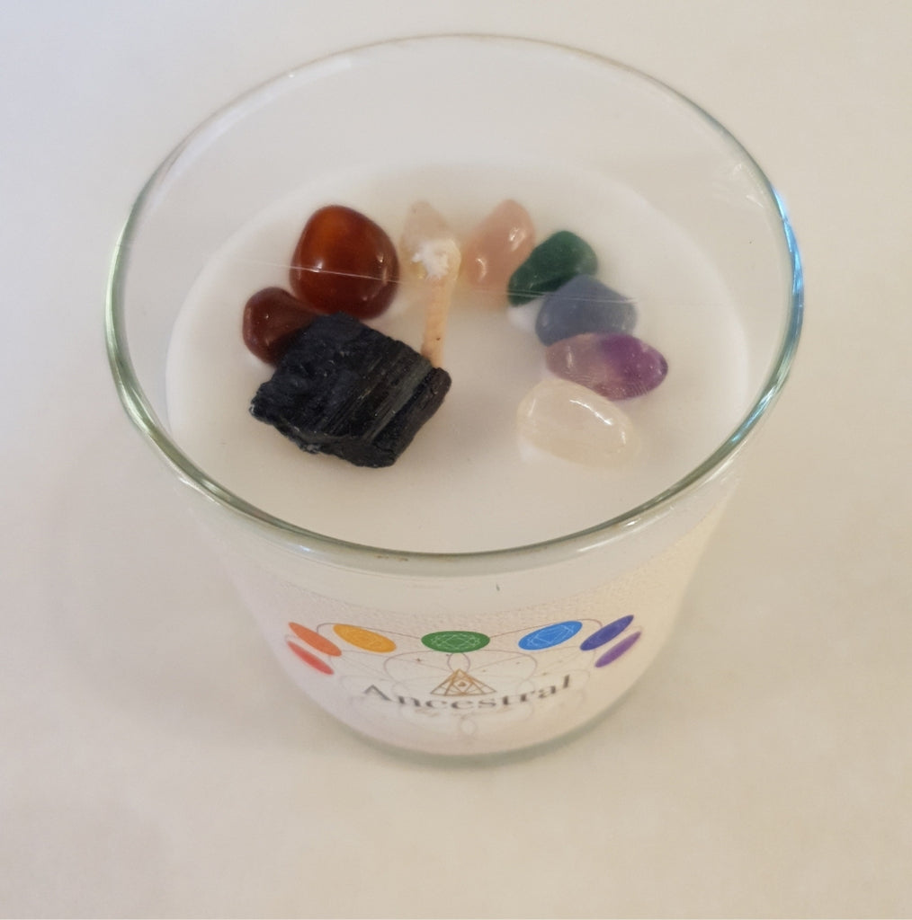 VELA SIETE CHAKRAS CON CUARZOS